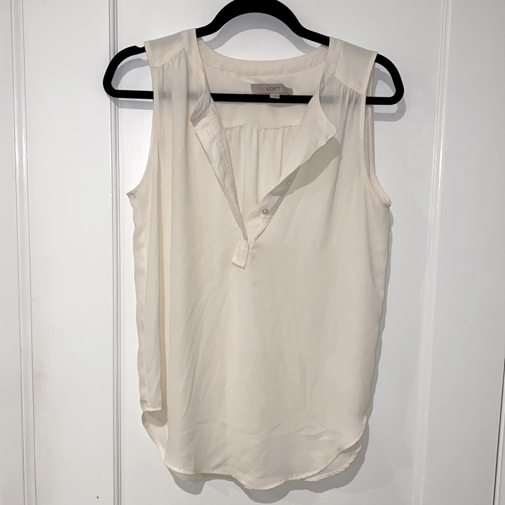 ANN TAYLOR LOFT OFF - WHITE TANK BLOUSE size small